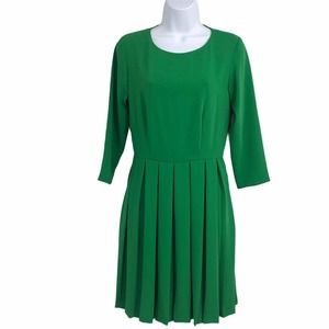 Lady and Butler Women's Size Small 3/4 Sleeve Pleated Green Dress